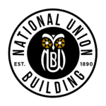 National Union Building logo. Name in a circle surrounding an owl in the center with est 1890
